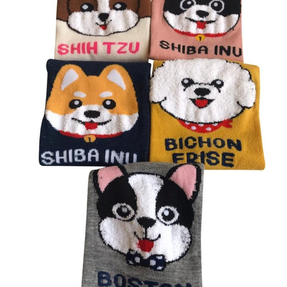5 Pairs Women Girl Novelty Ankle Socks - Cute Lovely Casual Dog Socks Low Cut
